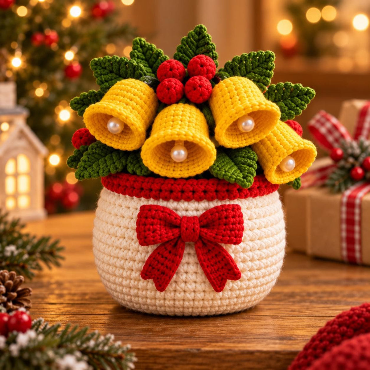 🎄🧶 Little Pots of Christmas Joy™ – Handmade Crochet Christmas Flower Pot Decorations | 6 Adorable Holiday Designs 🎁