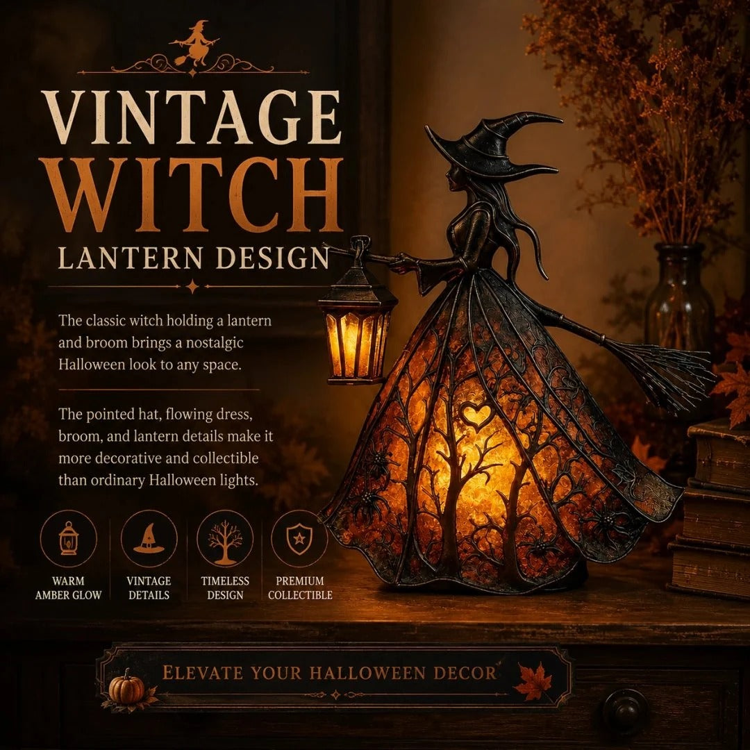 Halloween Witch Lamp sculpted details