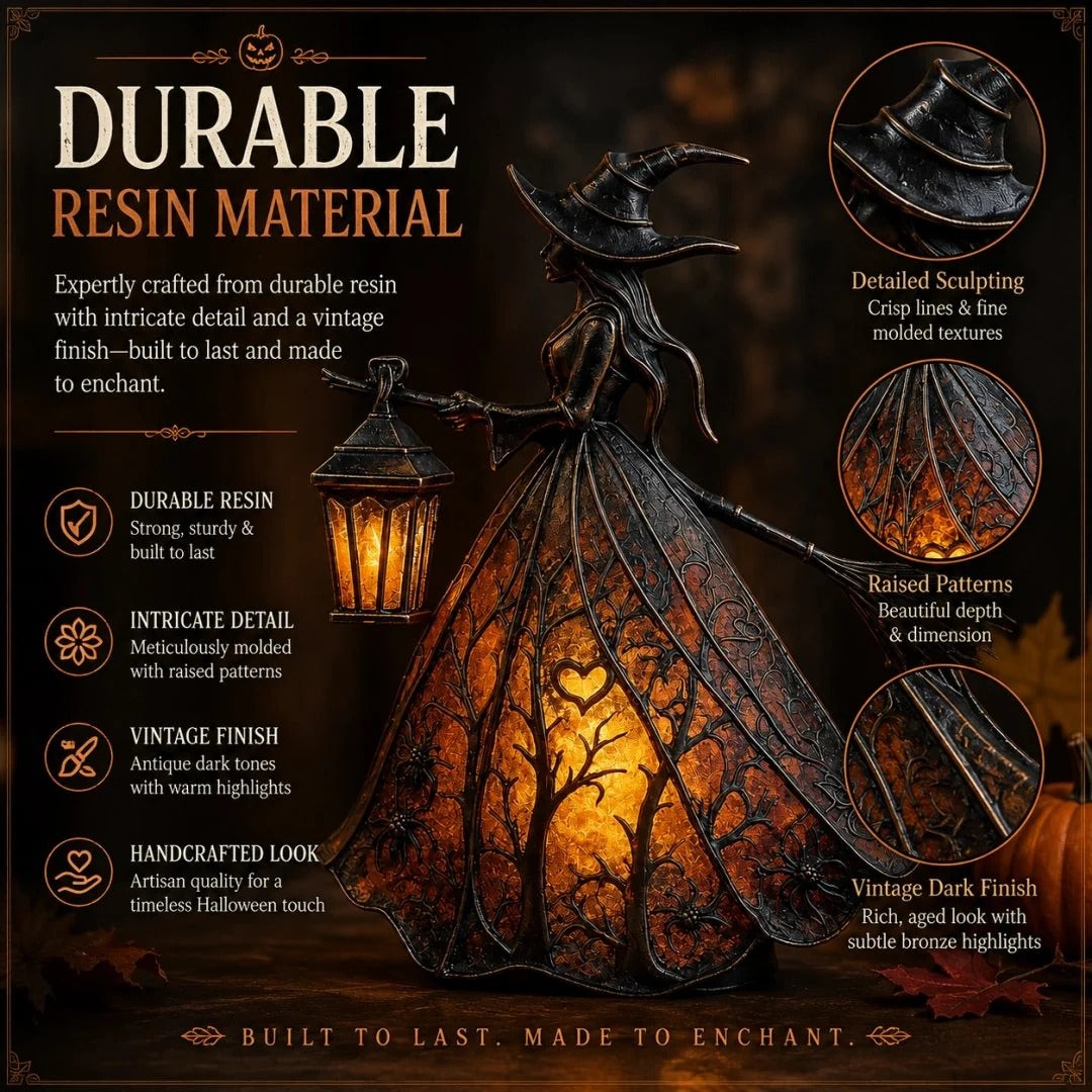Halloween Witch Lamp tabletop decorating scene