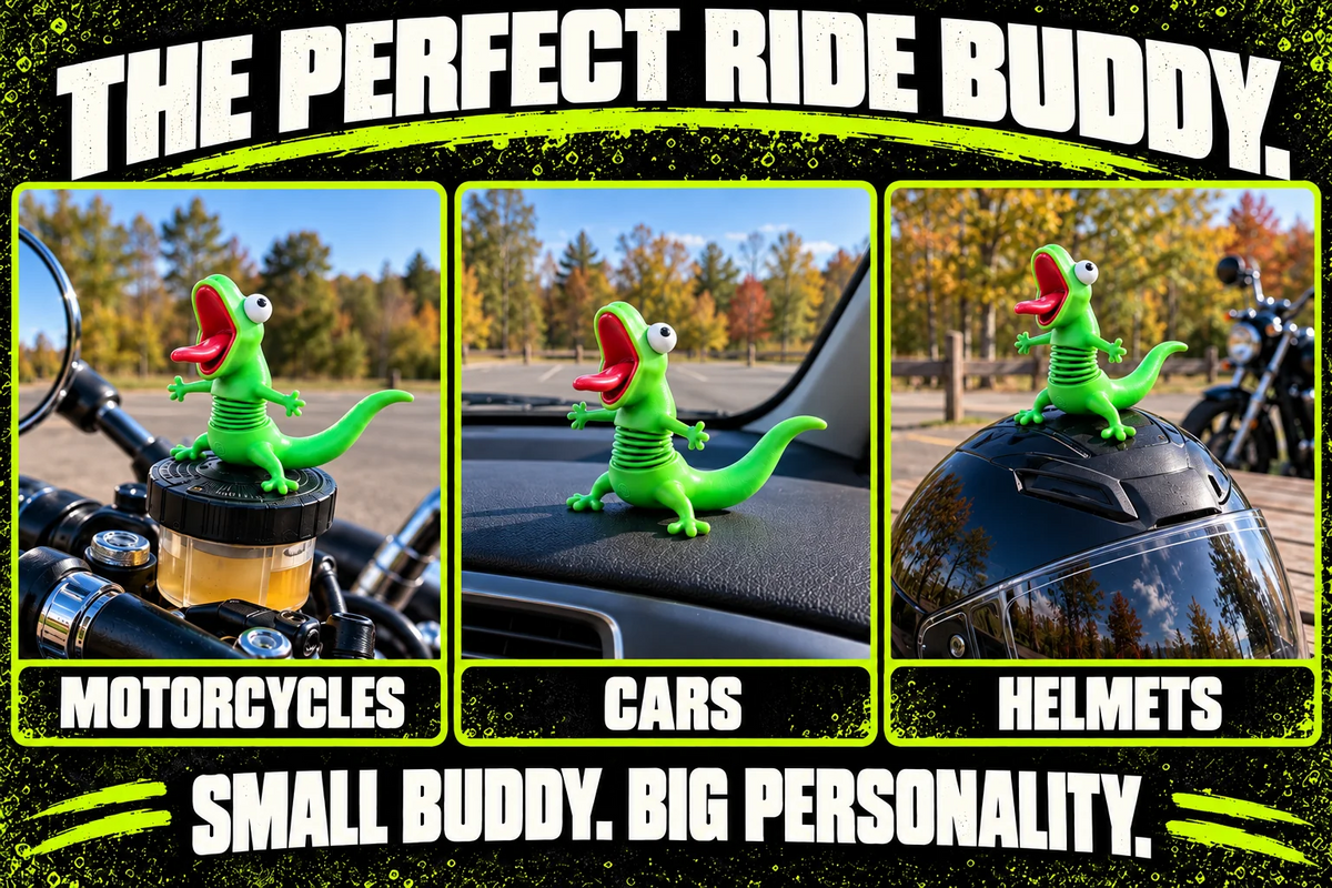 🦎🏍Wobbly Riding Buddy – Car & Motorcycle Decor🦎
