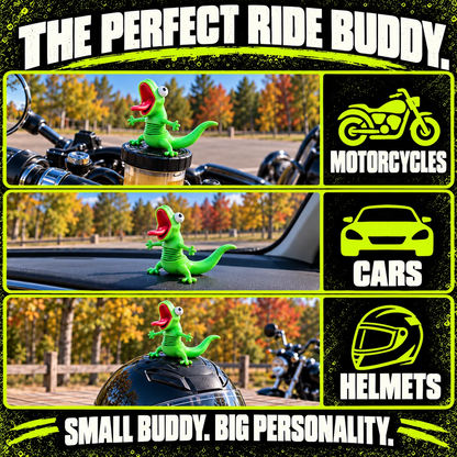 🦎🏍Wobbly Riding Buddy – Car & Motorcycle Decor🦎