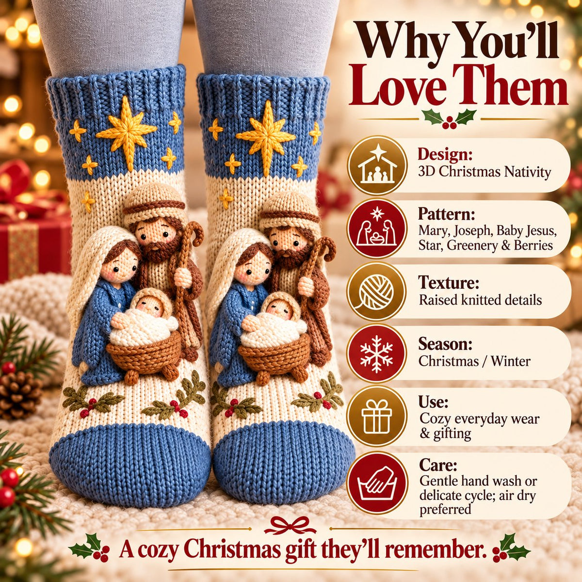🎄Last Day 50% OFF-3D Nativity Christmas Socks