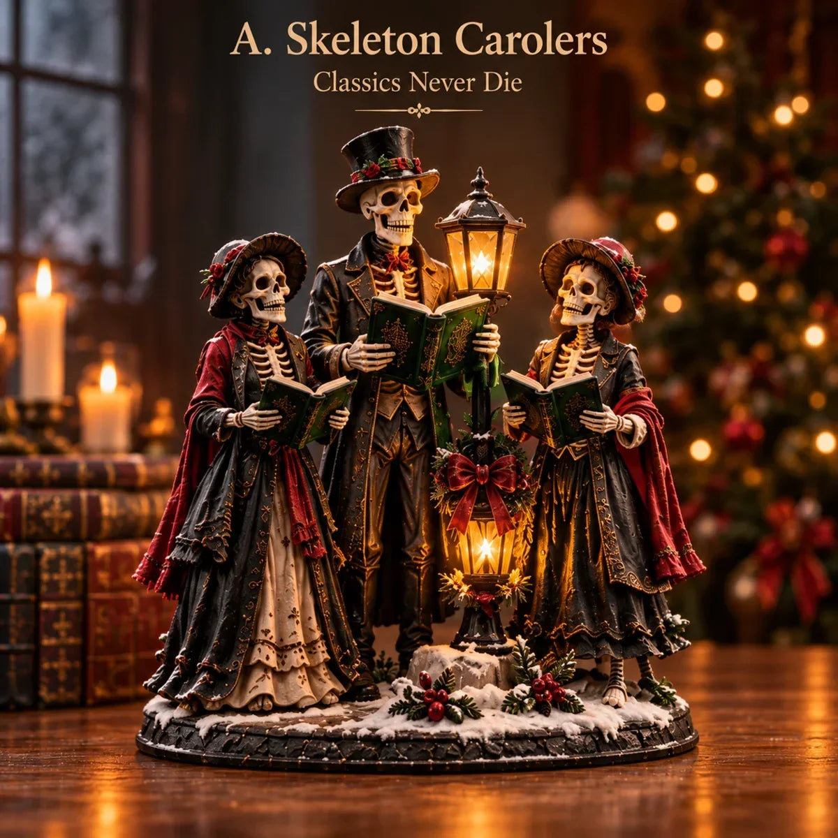 Skeleton Carolers Midnight Carol Gothic Christmas display