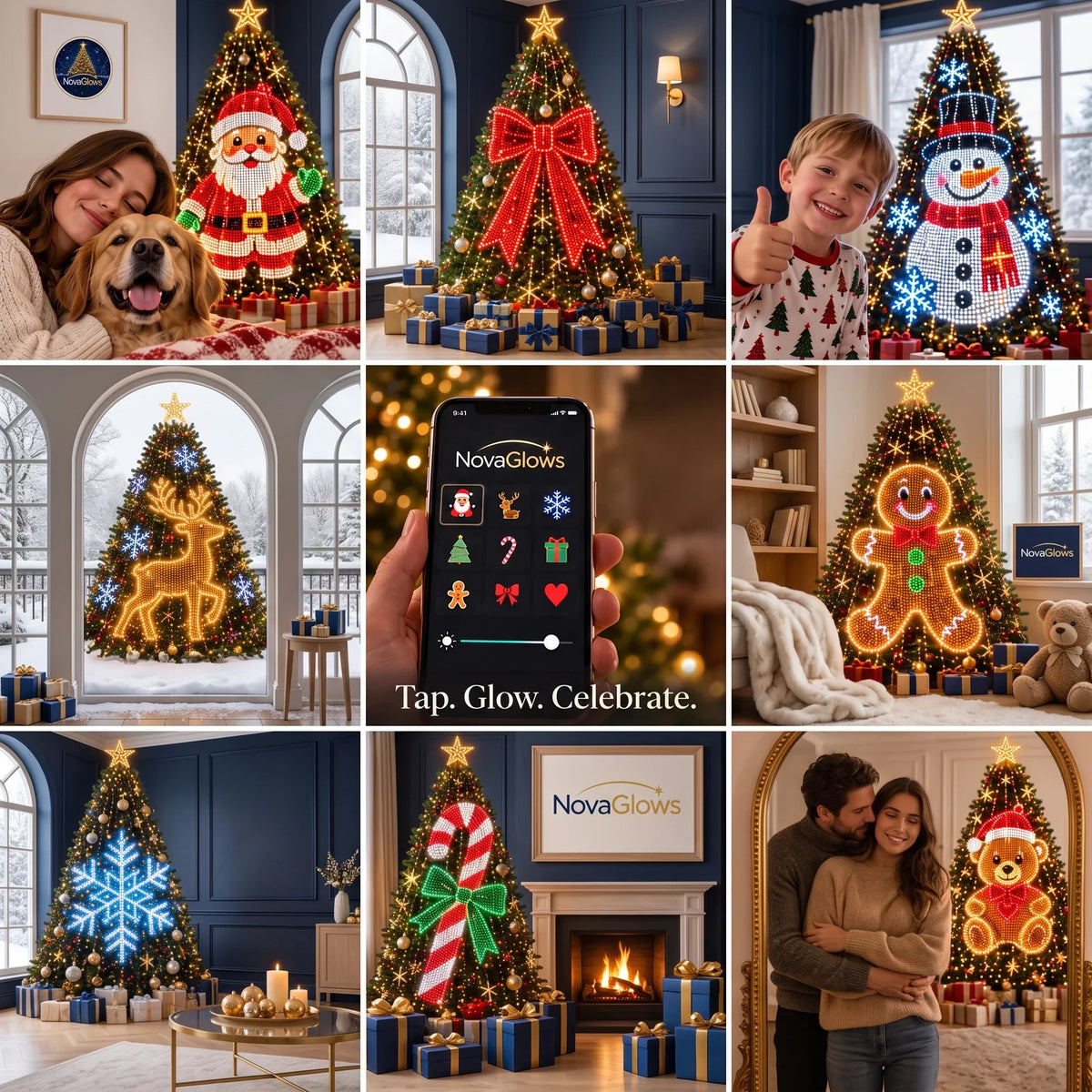 NovaGlows light kit in a festive family room