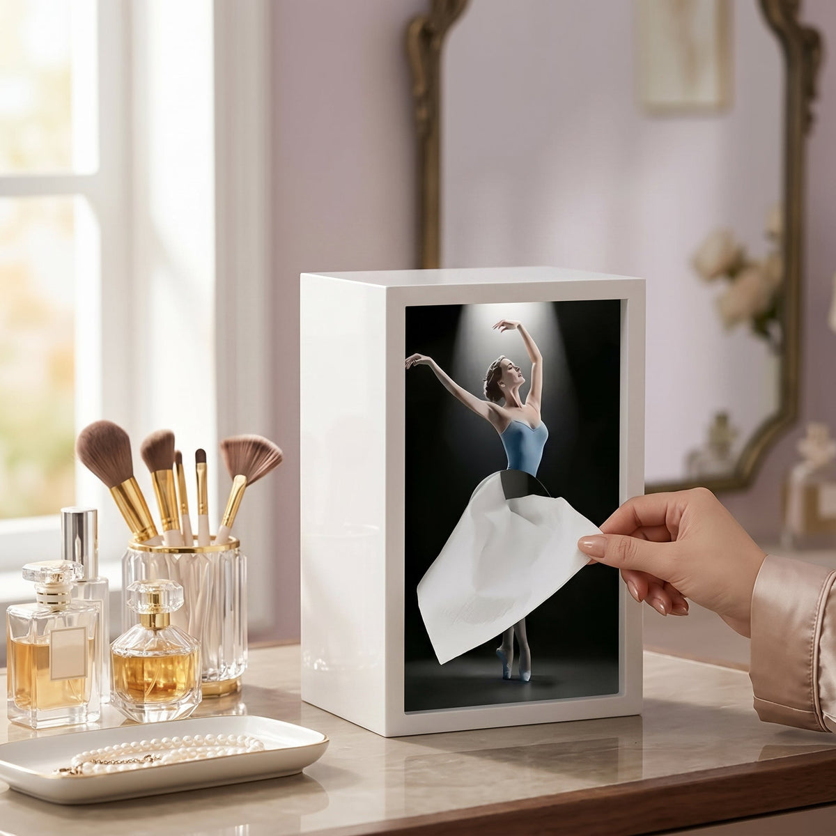 🔥 LIMITED-TIME SALE 🩰 Ballet Dancer Tissue Box Holder – Elegant Ballerina Tissue Skirt Home Decor