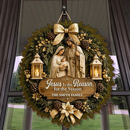 🎄 LIMITED-TIME CHRISTMAS SALE ✝️ Jesus Is the Reason for the Season™ – Personalized Wooden Door Sign | Meaningful Christian Christmas Decor & Family Gift 🎁