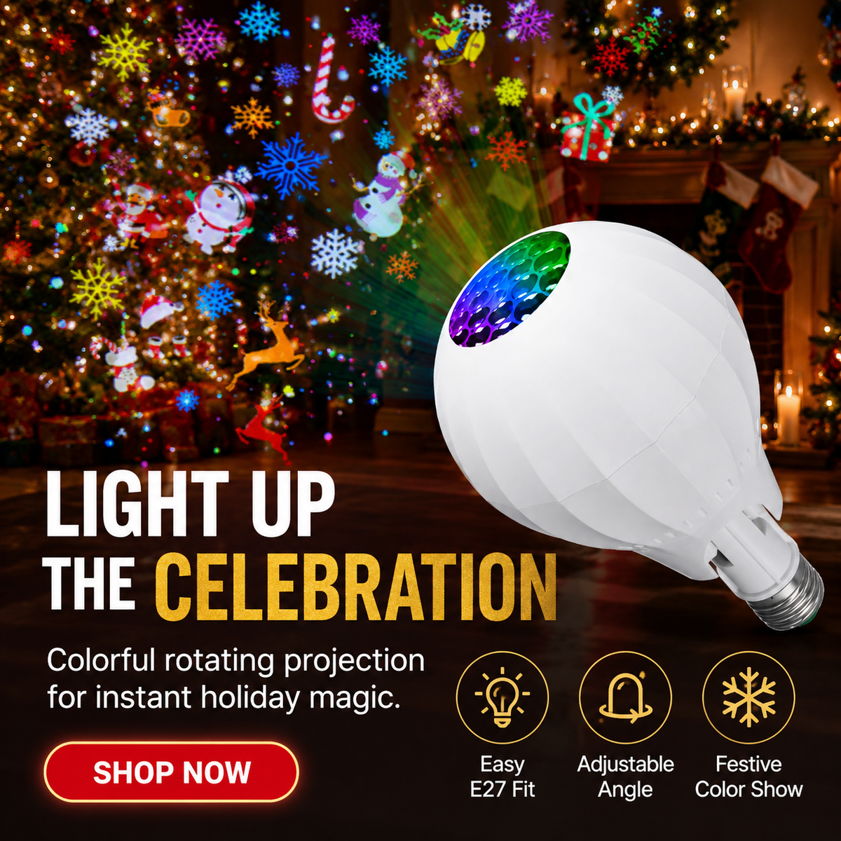 180 degree adjustable Christmas projector bulb