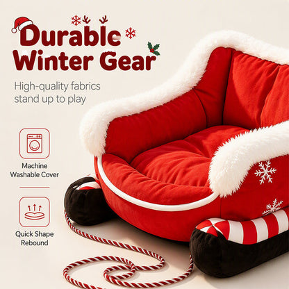 🎄 Christmas Sleigh Pet Bed – A Cozy Holiday Bed for Dogs & Cats