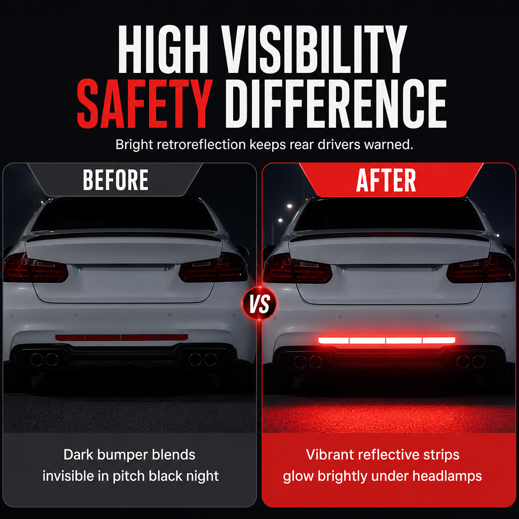 Multiple placement options for reflective car strips