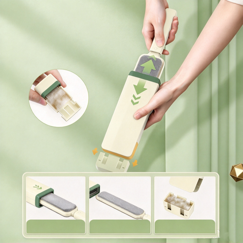 Lint remover push pull cleaning process