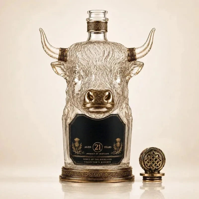 🔥 Limited-Time 50% OFF | Highland Cow Whiskey Decanter – Bold Horns, Intricate Detail & Rustic Charm | A Standout Gift for Whiskey Lovers 🐂